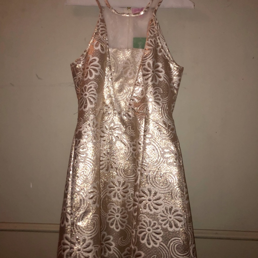 NEVER WORN Lily Pulitzer gold and cream embellished dress!